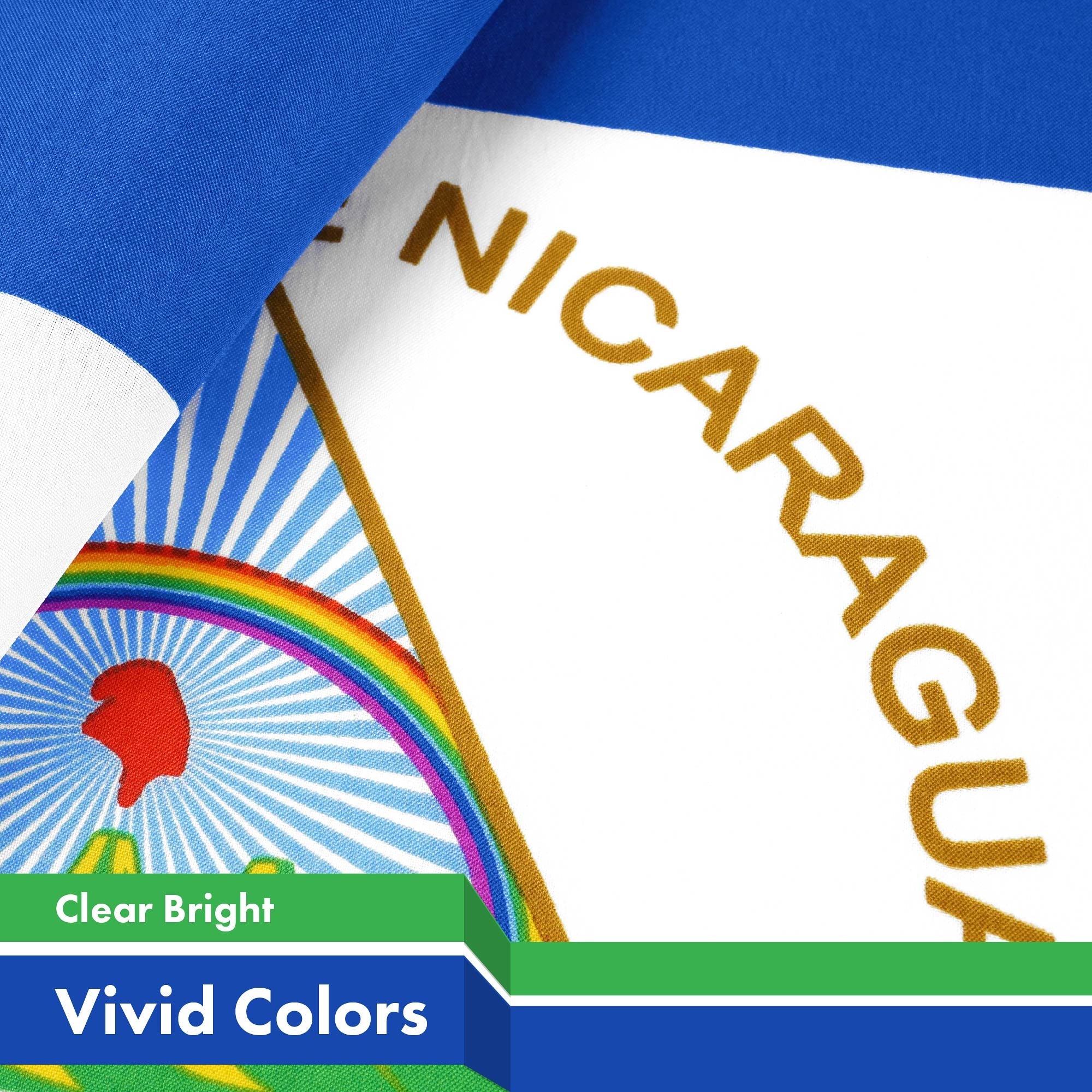 G128 Nicaragua Nicaraguan Flag | 3x5 Ft | LiteWeave Pro Series Printed 150D Polyester | Country Flag, Indoor/Outdoor, Vibrant Colors, Brass Grommets, Thicker and More Durable Than 100D 75D Polyester