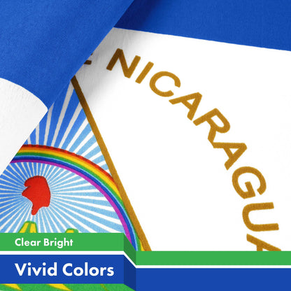 G128 Nicaragua Nicaraguan Flag | 3x5 Ft | LiteWeave Pro Series Printed 150D Polyester | Country Flag, Indoor/Outdoor, Vibrant Colors, Brass Grommets, Thicker and More Durable Than 100D 75D Polyester