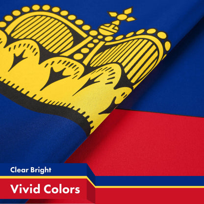 G128 Liechtenstein Liechtensteiner Flag | 3x5 Ft | LiteWeave Pro Series Printed 150D Poly | Country Flag, Indoor/Outdoor, Vibrant Colors, Brass Grommets, Thicker and More Durable Than 100D 75D Poly