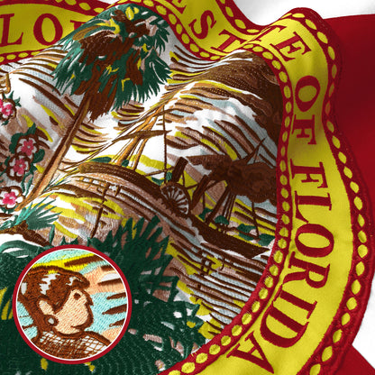 Florida FL State Flag | 3x5 Ft | StormFlyer Series Embroidered 220GSM Spun Polyester | Embroidered Design, Indoor/Outdoor, Brass Grommets, Heavy Duty, All Weather