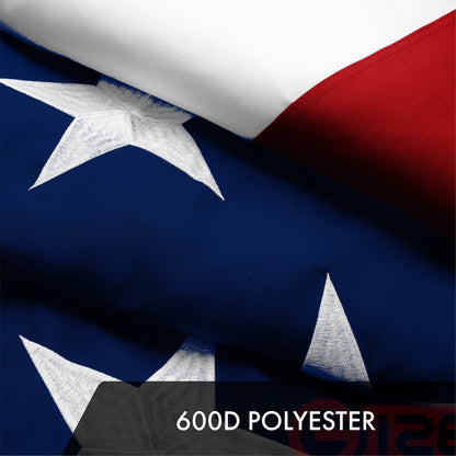 G128 American USA Flag | 10x19 Ft | ToughWeave Series Embroidered 600D Polyester | Country Flag, Embroidered Stars, Sewn Stripes, Indoor/Outdoor, Brass Grommets