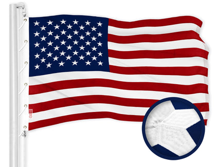 G128 American USA Flag | 20x38 Ft | ToughWeave Series Embroidered 600D Polyester | Country Flag, Embroidered Stars, Sewn Stripes, Indoor/Outdoor, Brass Grommets