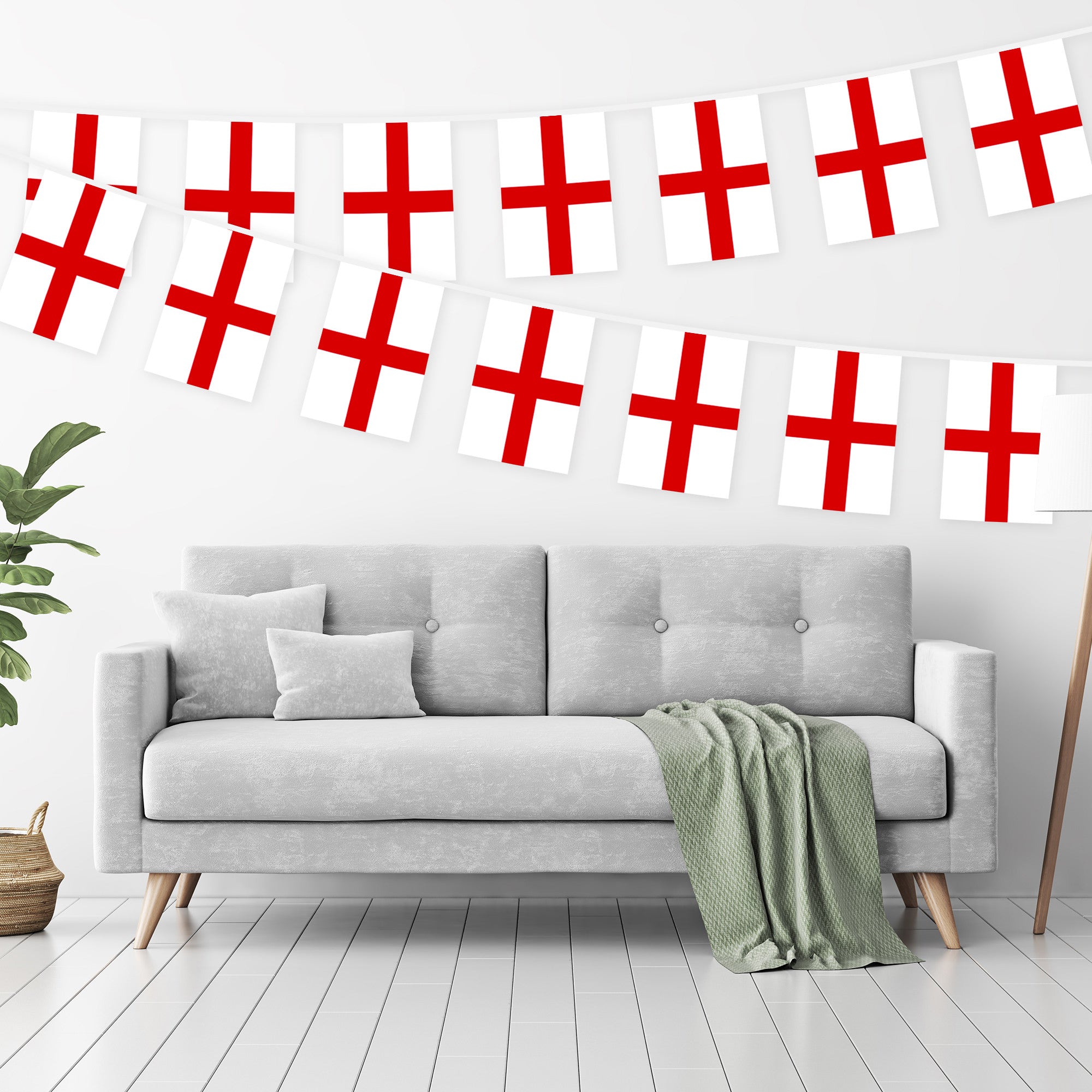 G128 England English Bunting Banner | Flag 8.2 x 5.5 Inch, Full String 33 Feet | Printed 150D Polyester, Decorations For Bar, School, Festival Events Celebration