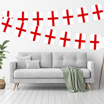 G128 England English Bunting Banner | Flag 8.2 x 5.5 Inch, Full String 33 Feet | Printed 150D Polyester, Decorations For Bar, School, Festival Events Celebration