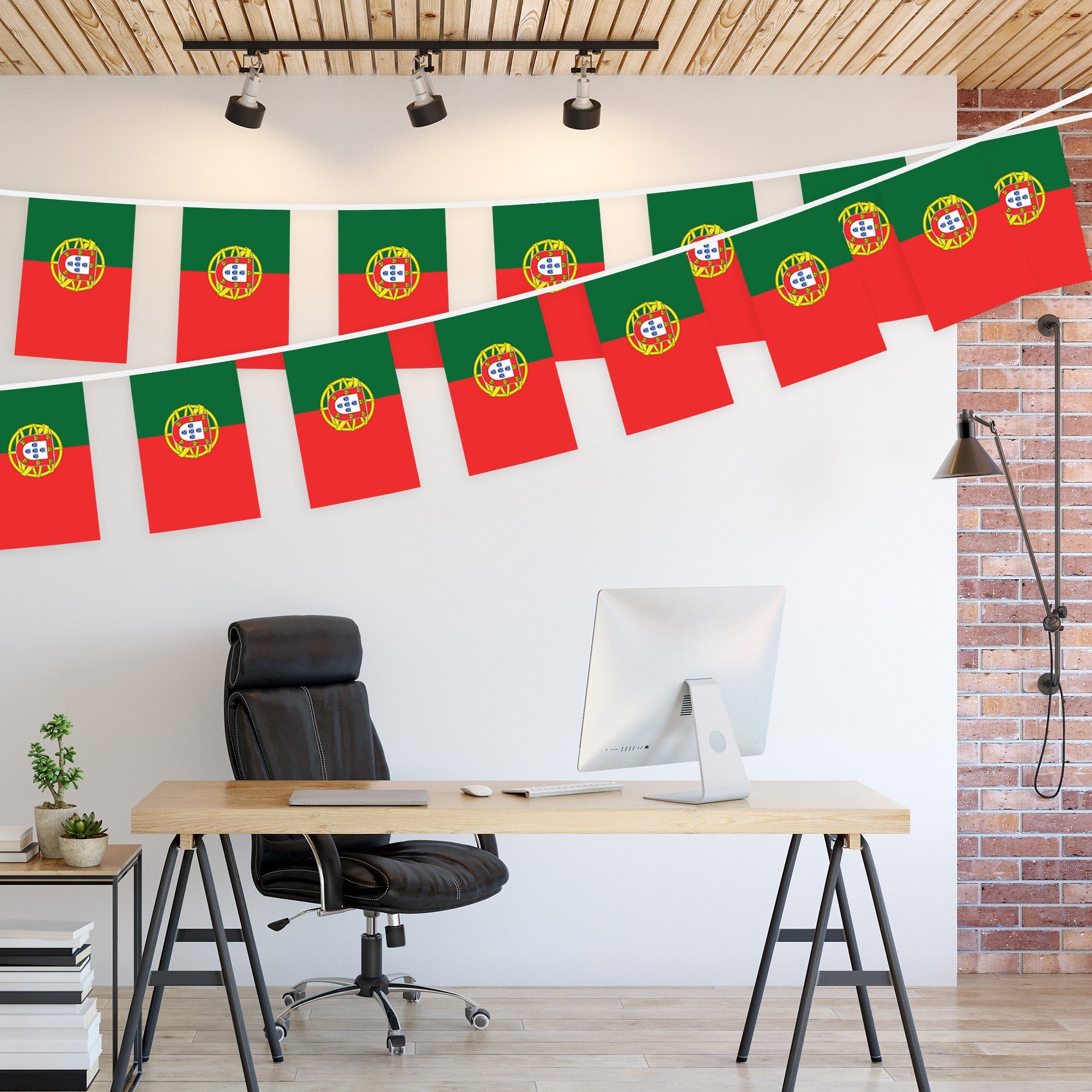 G128 Portugal Portuguese Bunting Banner | Flag 8.2 x 5.5 Inch, Full String 33 Feet | Printed 150D Polyester, Decorations For Bar, School, Festival Events Celebration