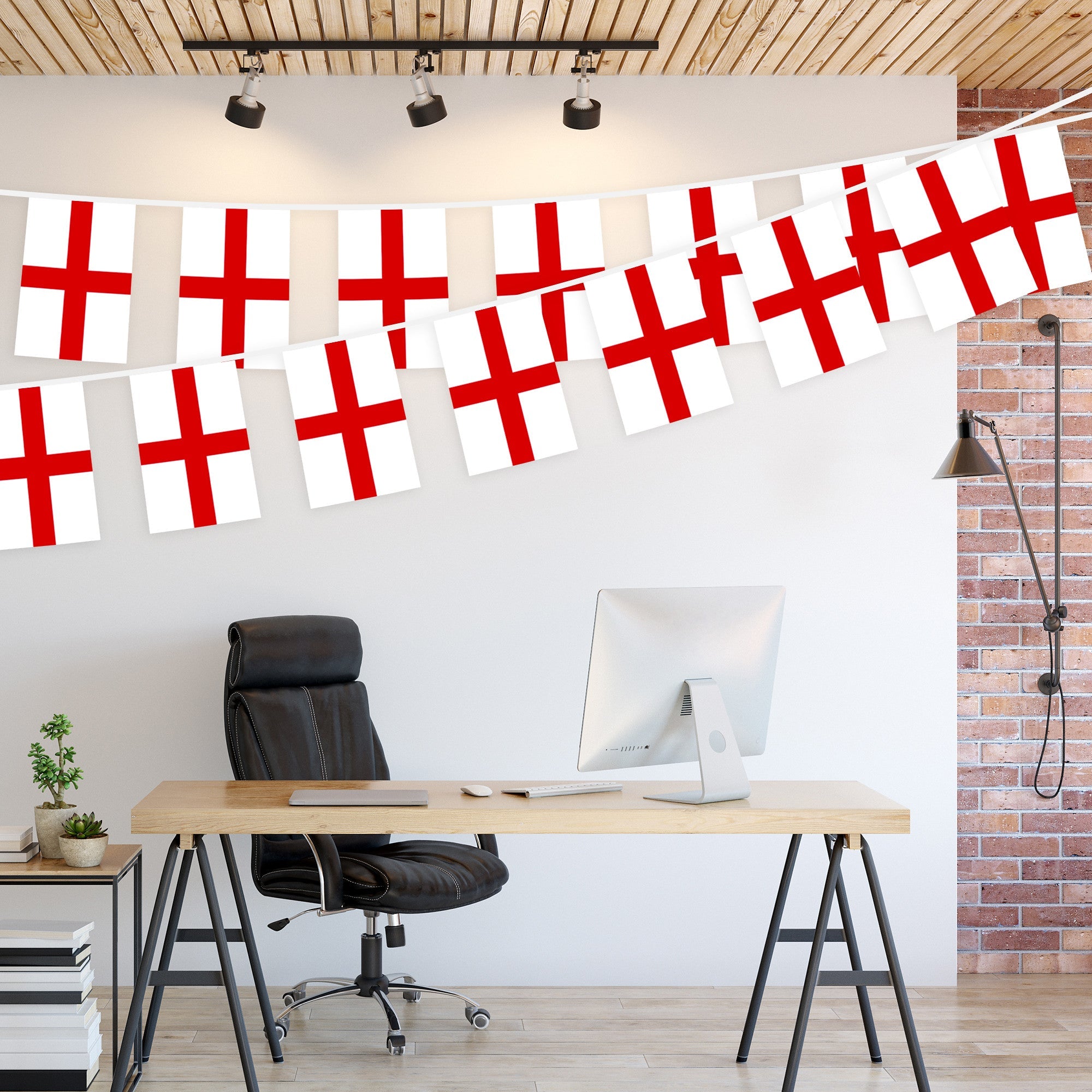 G128 England English Bunting Banner | Flag 8.2 x 5.5 Inch, Full String 33 Feet | Printed 150D Polyester, Decorations For Bar, School, Festival Events Celebration
