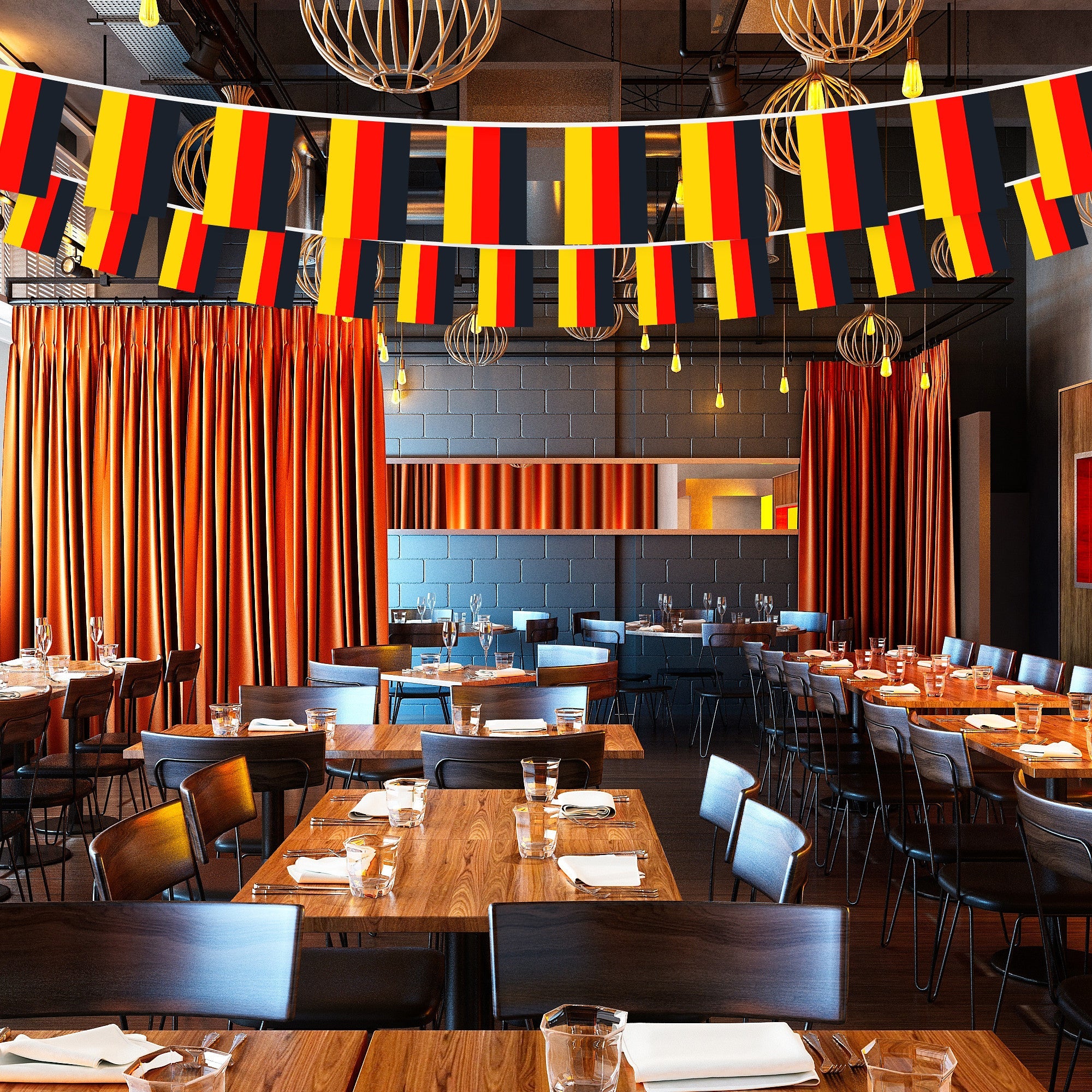 G128 Germany German Bunting Banner | Flag 8.2 x 5.5 Inch, Full String 33 Feet | Printed 150D Polyester, Decorations For Bar, School, Festival Events Celebration