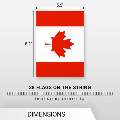 G128 Canada Canadian Bunting Banner | Flag 8.2 x 5.5 Inch, Full String 33 Feet | Printed 150D Polyester, Decorations For Bar, School, Festival Events Celebration