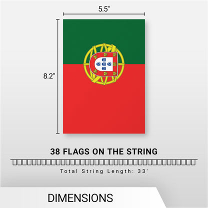 G128 Portugal Portuguese Bunting Banner | Flag 8.2 x 5.5 Inch, Full String 33 Feet | Printed 150D Polyester, Decorations For Bar, School, Festival Events Celebration