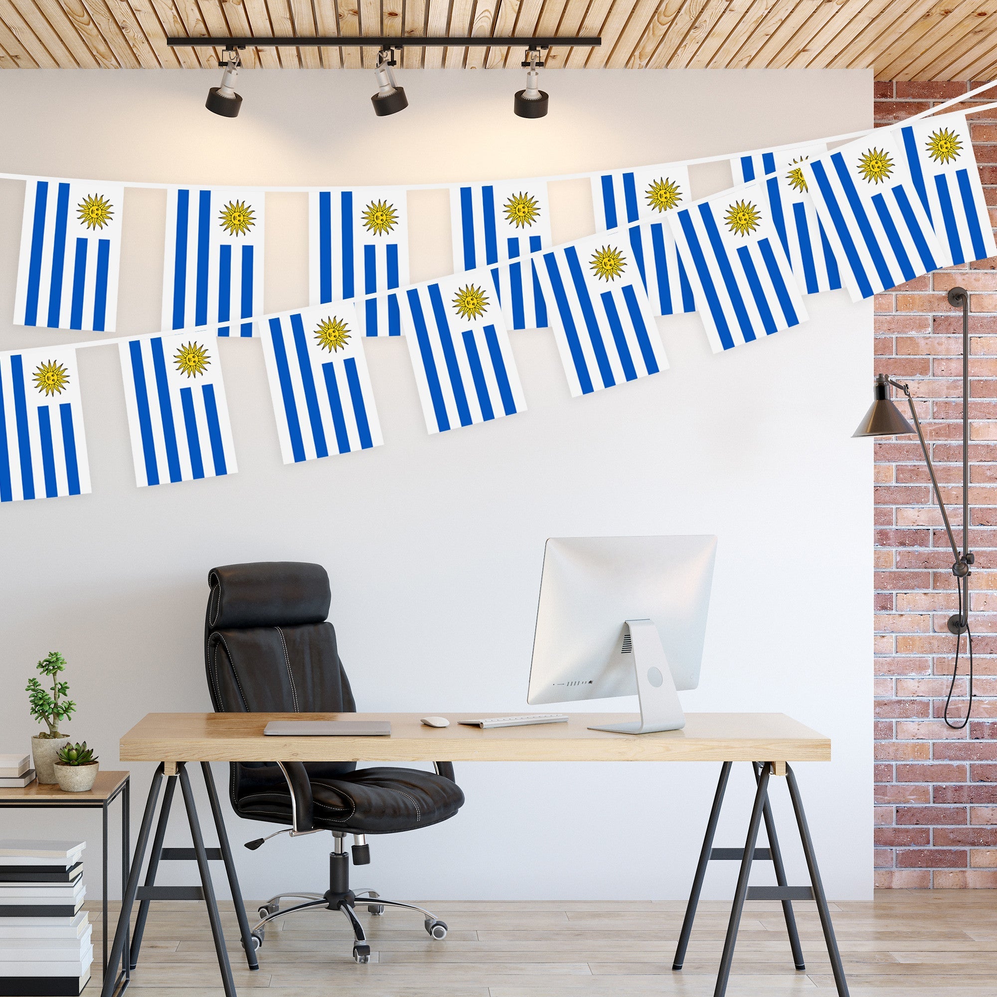 G128 Uruguay 	Uruguayan Bunting Banner | Flag 8.2 x 5.5 Inch, Full String 33 Feet | Printed 150D Polyester, Decorations For Bar, School, Festival Events Celebration
