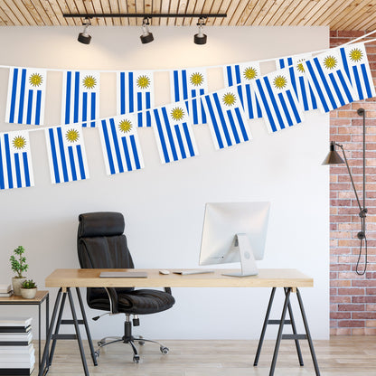 G128 Uruguay 	Uruguayan Bunting Banner | Flag 8.2 x 5.5 Inch, Full String 33 Feet | Printed 150D Polyester, Decorations For Bar, School, Festival Events Celebration