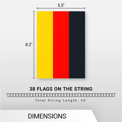 G128 Germany German Bunting Banner | Flag 8.2 x 5.5 Inch, Full String 33 Feet | Printed 150D Polyester, Decorations For Bar, School, Festival Events Celebration