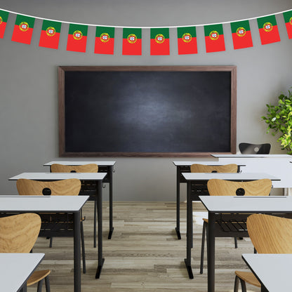 G128 Portugal Portuguese Bunting Banner | Flag 8.2 x 5.5 Inch, Full String 33 Feet | Printed 150D Polyester, Decorations For Bar, School, Festival Events Celebration