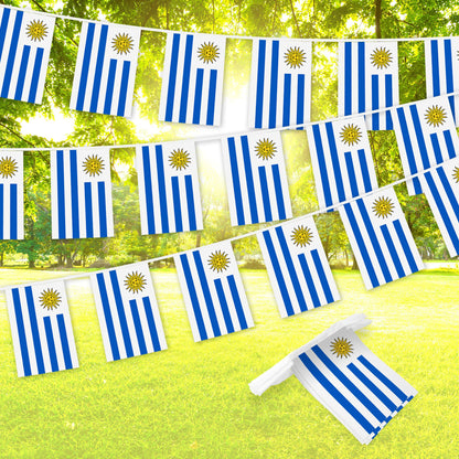 G128 Uruguay 	Uruguayan Bunting Banner | Flag 8.2 x 5.5 Inch, Full String 33 Feet | Printed 150D Polyester, Decorations For Bar, School, Festival Events Celebration