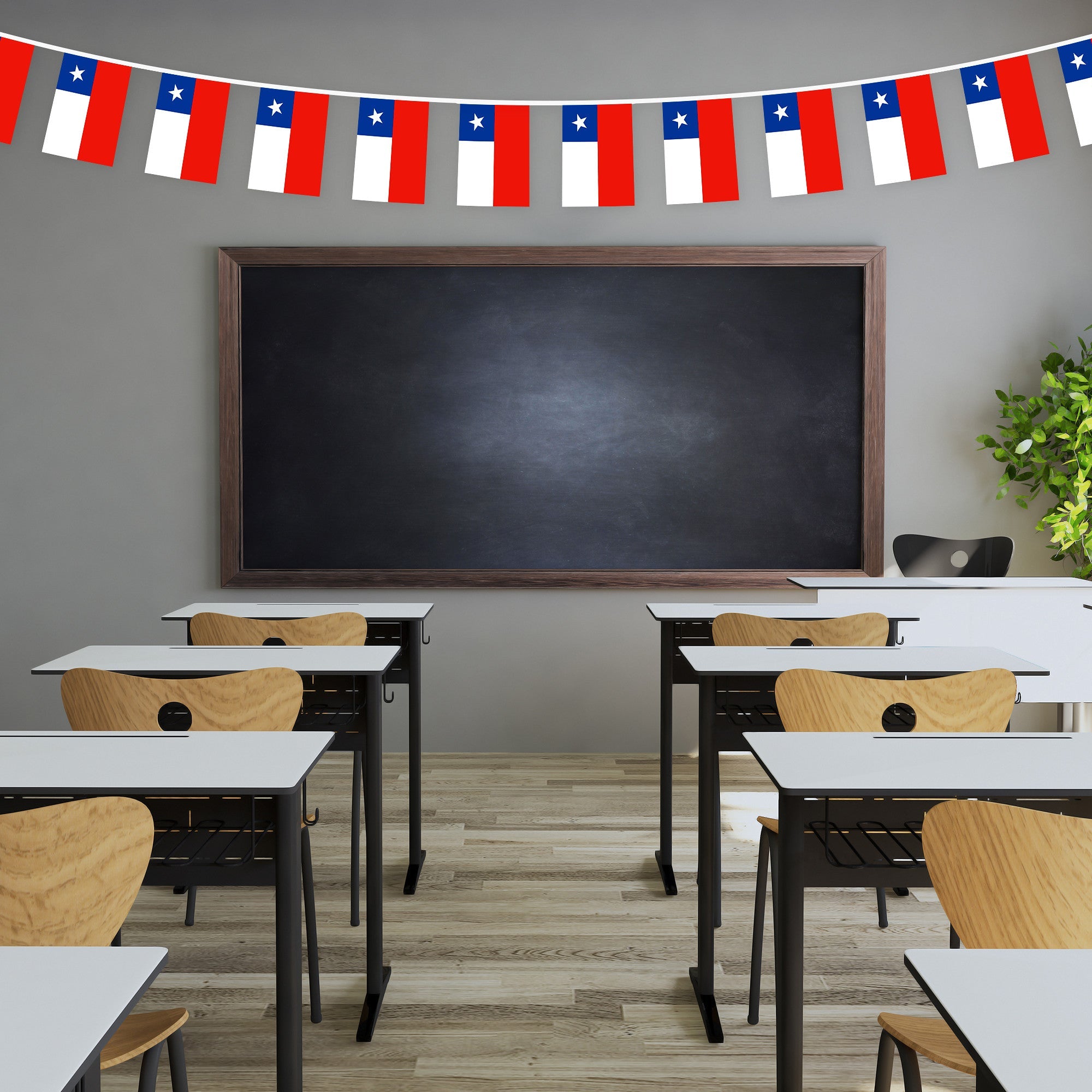 G128 Chile Chilean Bunting Banner | Flag 8.2 x 5.5 Inch, Full String 33 Feet | Printed 150D Polyester, Decorations For Bar, School, Festival Events Celebration