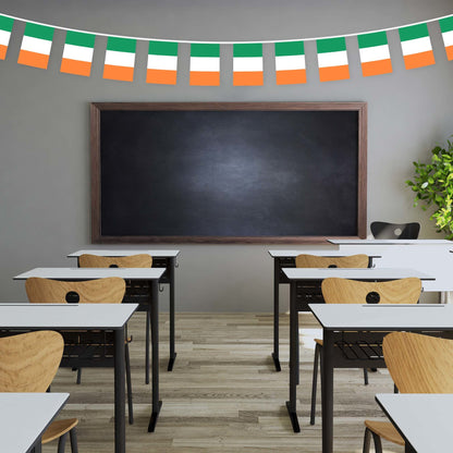 G128 Ireland Irish Bunting Banner | Flag 8.2 x 5.5 Inch, Full String 33 Feet | Printed 150D Polyester, Decorations For Bar, School, Festival Events Celebration