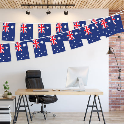 Australia Australian Bunting Banner | Flag 8.2 x 5.5 Inch, Full String 33 Feet | Printed 150D Polyester, Decorations For Bar, School, Festival Events Celebration