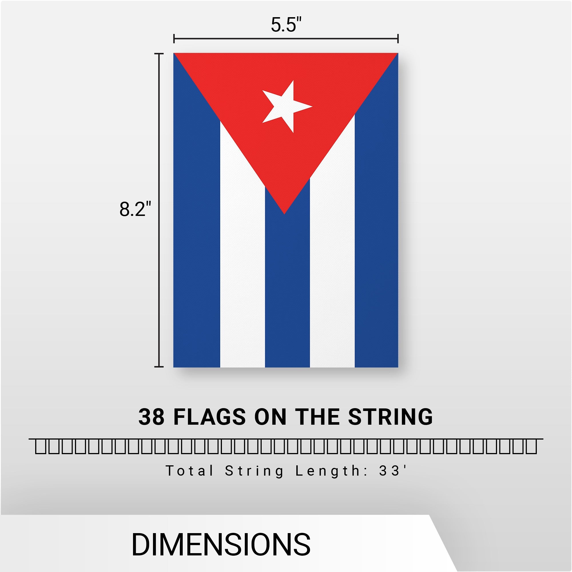 G128 Cuba Cuban Bunting Banner | Flag 8.2 x 5.5 Inch, Full String 33 Feet | Printed 150D Polyester, Decorations For Bar, School, Festival Events Celebration