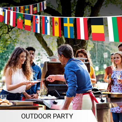 G128 European Union EU Bunting Banner | Flag 8.2 x 5.5 Inch, Full String 27 Feet | Printed 150D Polyester, Decorations For Bar, School, Festival Events Celebration
