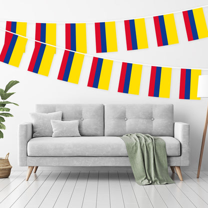 G128 Colombia Colombian Bunting Banner | Flag 8.2 x 5.5 Inch, Full String 33 Feet | Printed 150D Polyester, Decorations For Bar, School, Festival Events Celebration