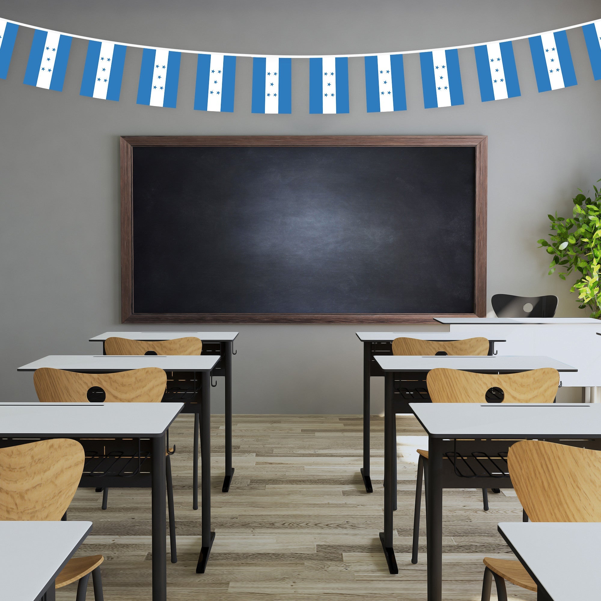 G128 Honduras 	Honduran Bunting Banner | Flag 8.2 x 5.5 Inch, Full String 33 Feet | Printed 150D Polyester, Decorations For Bar, School, Festival Events Celebration