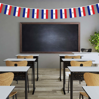 G128 Paraguay 	Paraguayan Bunting Banner | Flag 8.2 x 5.5 Inch, Full String 33 Feet | Printed 150D Polyester, Decorations For Bar, School, Festival Events Celebration
