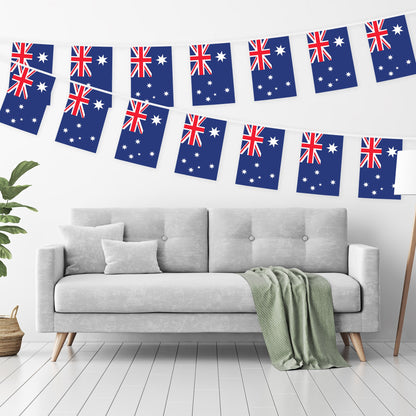 Australia Australian Bunting Banner | Flag 8.2 x 5.5 Inch, Full String 33 Feet | Printed 150D Polyester, Decorations For Bar, School, Festival Events Celebration
