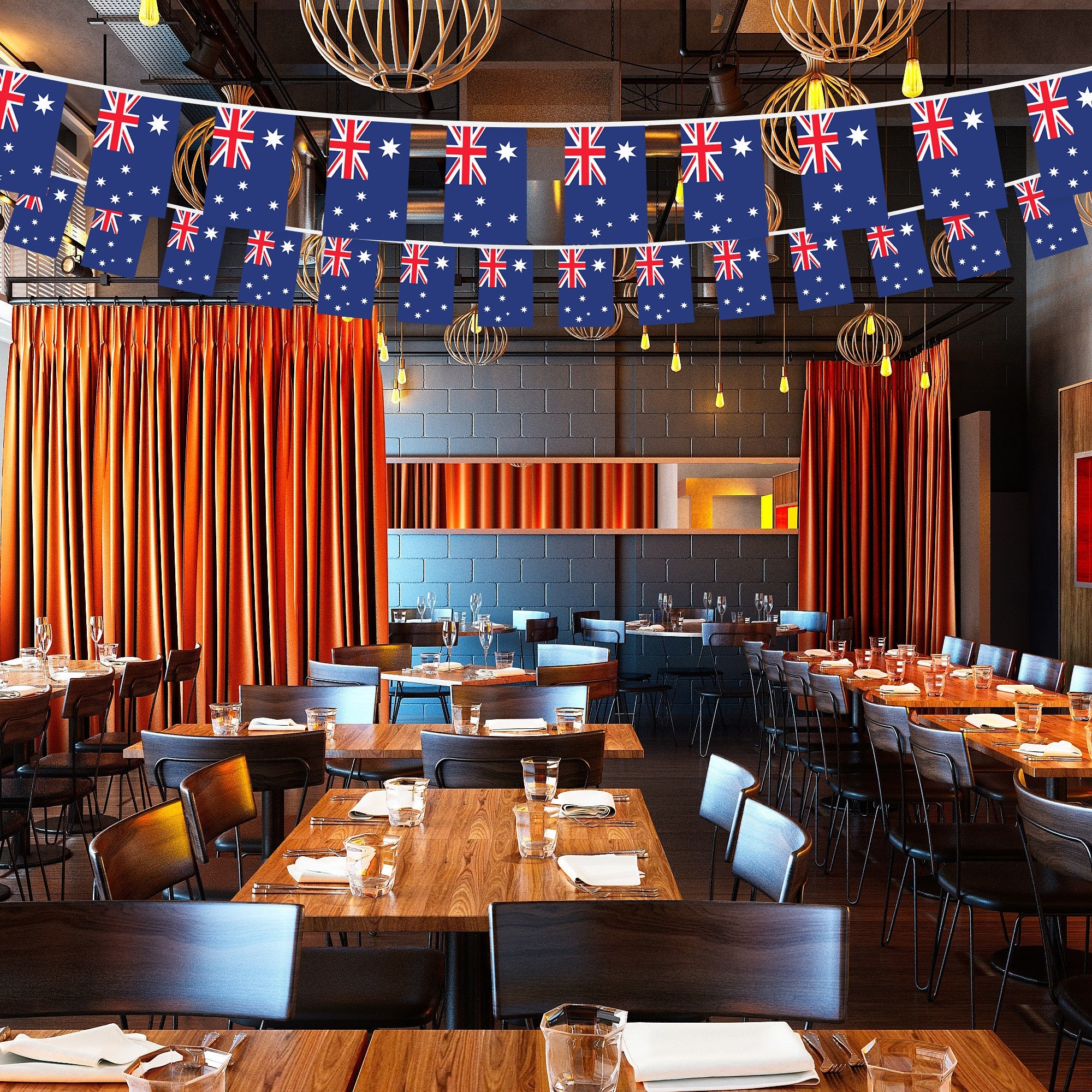 Australia Australian Bunting Banner | Flag 8.2 x 5.5 Inch, Full String 33 Feet | Printed 150D Polyester, Decorations For Bar, School, Festival Events Celebration