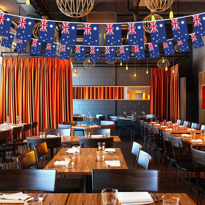 Australia Australian Bunting Banner | Flag 8.2 x 5.5 Inch, Full String 33 Feet | Printed 150D Polyester, Decorations For Bar, School, Festival Events Celebration