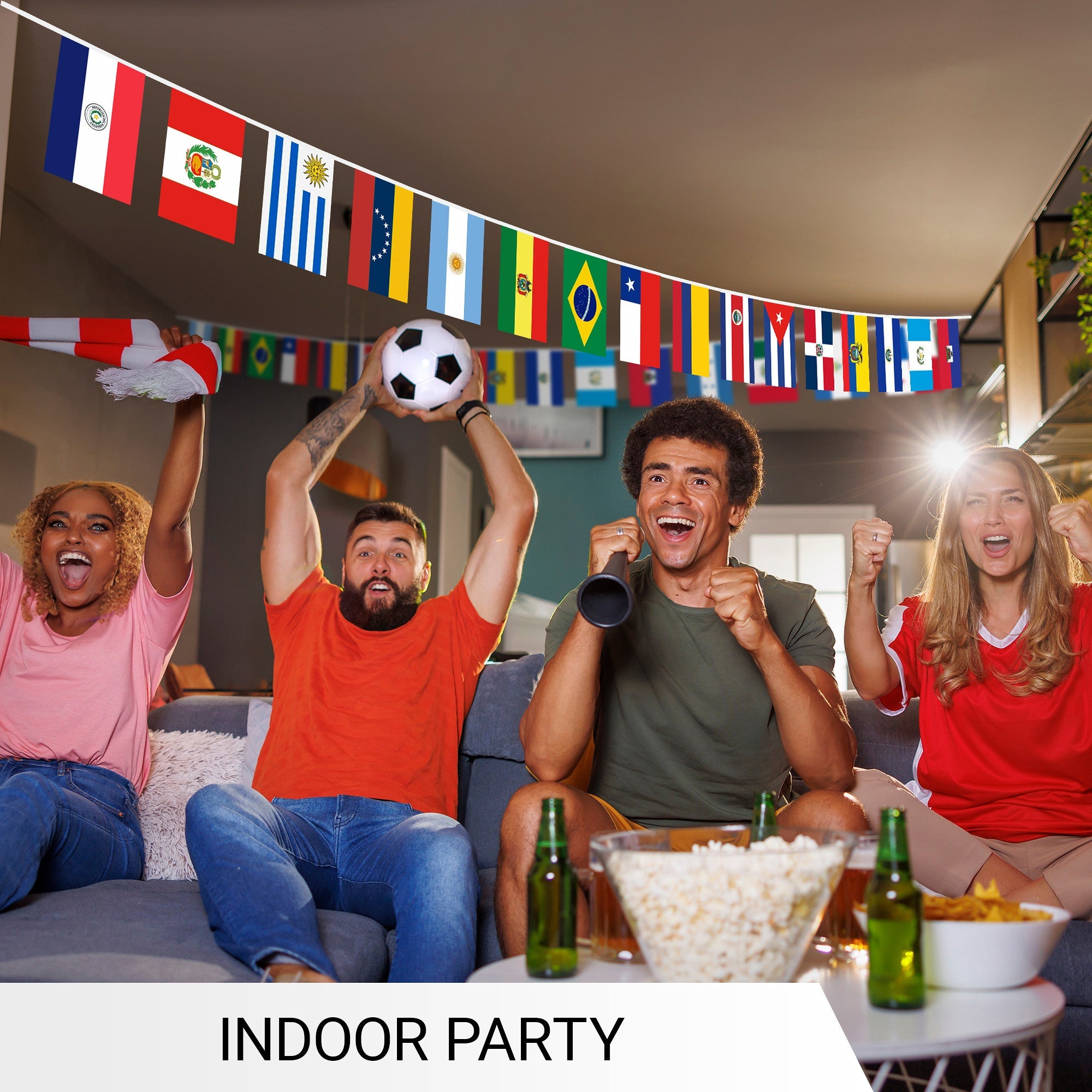 G128 Latin America 20 Countries  Bunting Banner | Flag 12 x 18 Inch, Full String 30 Feet | Printed 150D Polyester, Decorations For Bar, School, Festival Events Celebration