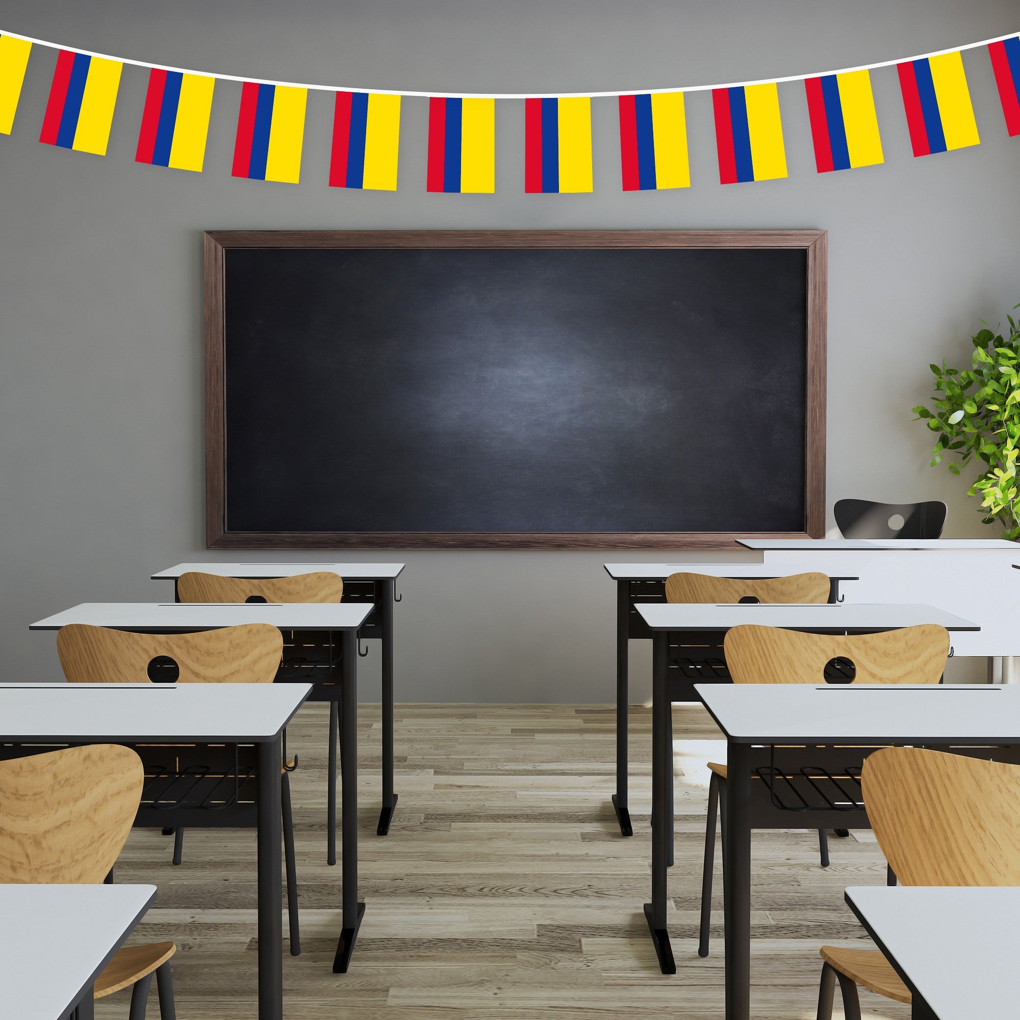 G128 Colombia Colombian Bunting Banner | Flag 8.2 x 5.5 Inch, Full String 33 Feet | Printed 150D Polyester, Decorations For Bar, School, Festival Events Celebration