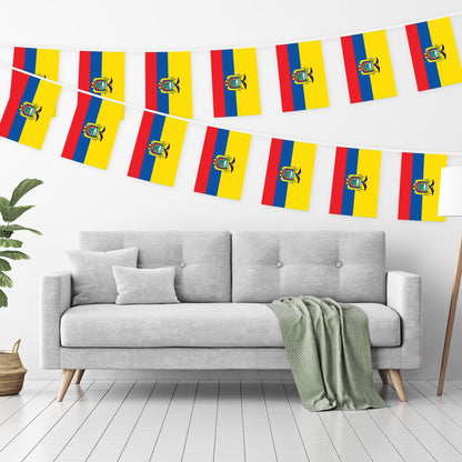 G128 Ecuador 	Ecuadorian Bunting Banner | Flag 8.2 x 5.5 Inch, Full String 33 Feet | Printed 150D Polyester, Decorations For Bar, School, Festival Events Celebration