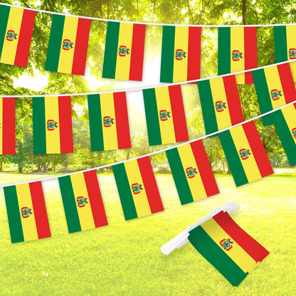 Bolivia Bolivian Bunting Banner | Flag 8.2 x 5.5 Inch, Full String 33 Feet | Printed 150D Polyester, Decorations For Bar, School, Festival Events Celebration