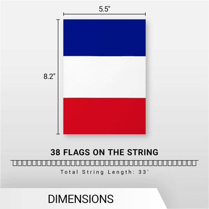 G128 France French Bunting Banner | Flag 8.2 x 5.5 Inch, Full String 33 Feet | Printed 150D Polyester, Decorations For Bar, School, Festival Events Celebration