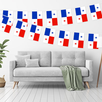 G128 Panama 	Panamanian Bunting Banner | Flag 8.2 x 5.5 Inch, Full String 33 Feet | Printed 150D Polyester, Decorations For Bar, School, Festival Events Celebration