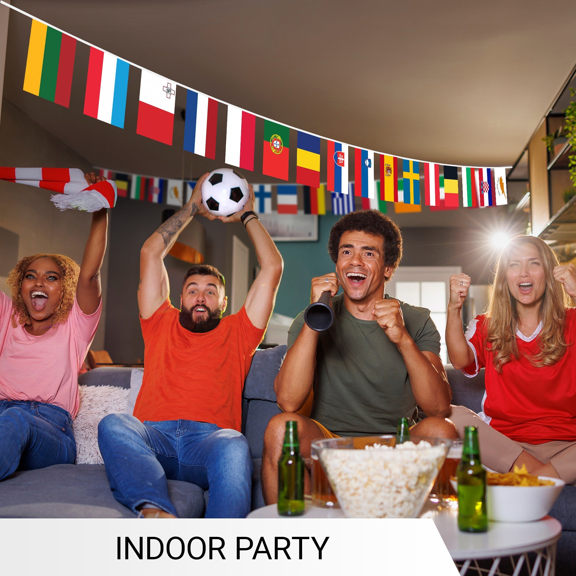 G128 European Union EU Bunting Banner | Flag 8.2 x 5.5 Inch, Full String 27 Feet | Printed 150D Polyester, Decorations For Bar, School, Festival Events Celebration