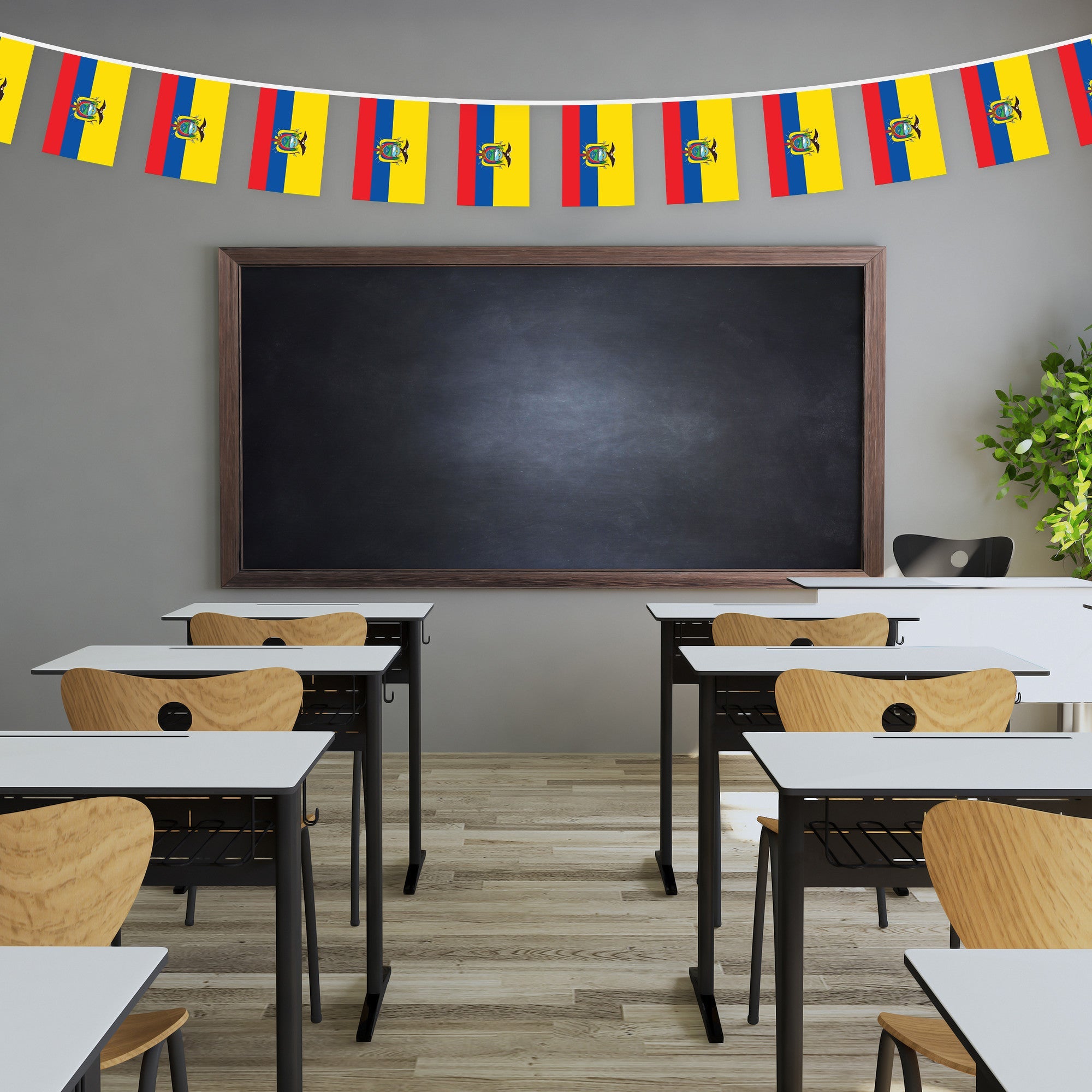 G128 Ecuador 	Ecuadorian Bunting Banner | Flag 8.2 x 5.5 Inch, Full String 33 Feet | Printed 150D Polyester, Decorations For Bar, School, Festival Events Celebration