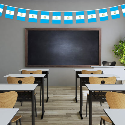 G128 Guatemala 	Guatemalan Bunting Banner | Flag 8.2 x 5.5 Inch, Full String 33 Feet | Printed 150D Polyester, Decorations For Bar, School, Festival Events Celebration