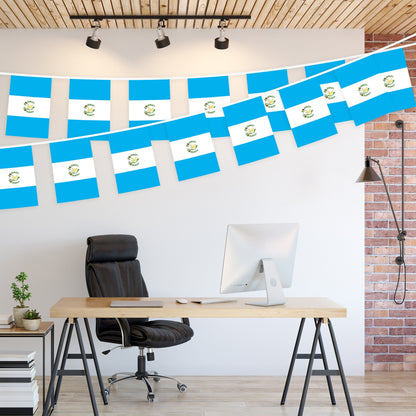 G128 Guatemala 	Guatemalan Bunting Banner | Flag 8.2 x 5.5 Inch, Full String 33 Feet | Printed 150D Polyester, Decorations For Bar, School, Festival Events Celebration