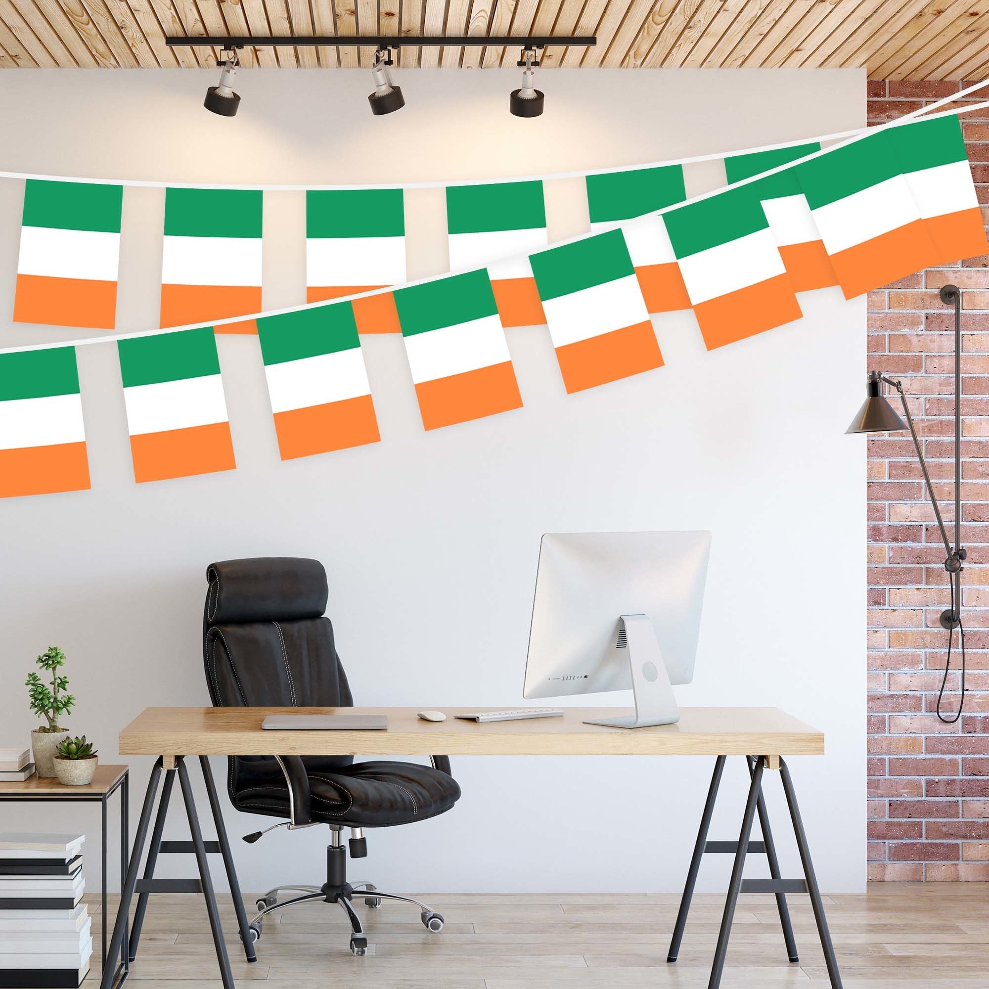 G128 Ireland Irish Bunting Banner | Flag 8.2 x 5.5 Inch, Full String 33 Feet | Printed 150D Polyester, Decorations For Bar, School, Festival Events Celebration