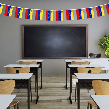 G128 Venezuela 	Venezuelan Bunting Banner | Flag 8.2 x 5.5 Inch, Full String 33 Feet | Printed 150D Polyester, Decorations For Bar, School, Festival Events Celebration