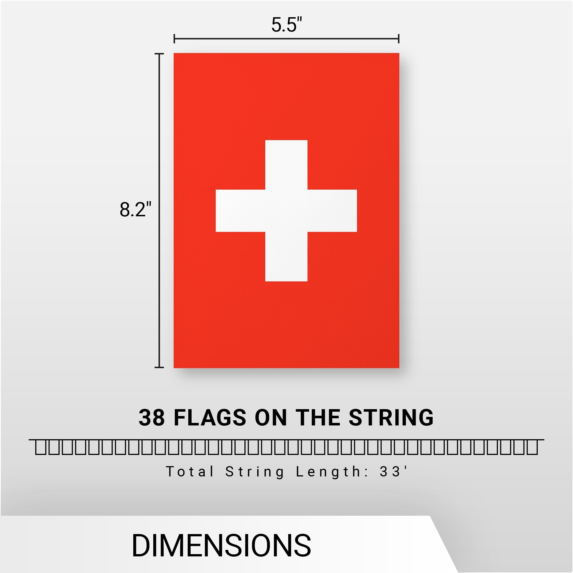 G128 Switzerland Swiss Bunting Banner | Flag 8.2 x 5.5 Inch, Full String 33 Feet | Printed 150D Polyester, Decorations For Bar, School, Festival Events Celebration