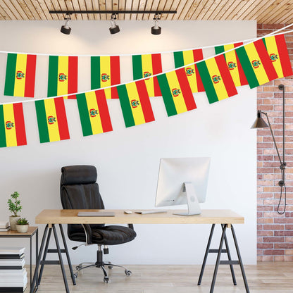 Bolivia Bolivian Bunting Banner | Flag 8.2 x 5.5 Inch, Full String 33 Feet | Printed 150D Polyester, Decorations For Bar, School, Festival Events Celebration
