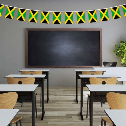 G128 Jamaica Jamaican Bunting Banner | Flag 8.2 x 5.5 Inch, Full String 33 Feet | Printed 150D Polyester, Decorations For Bar, School, Festival Events Celebration