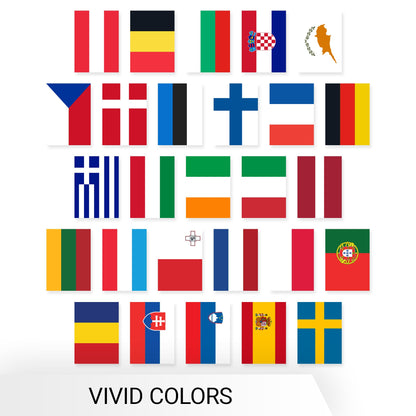 G128 European Union EU Bunting Banner | Flag 8.2 x 5.5 Inch, Full String 27 Feet | Printed 150D Polyester, Decorations For Bar, School, Festival Events Celebration