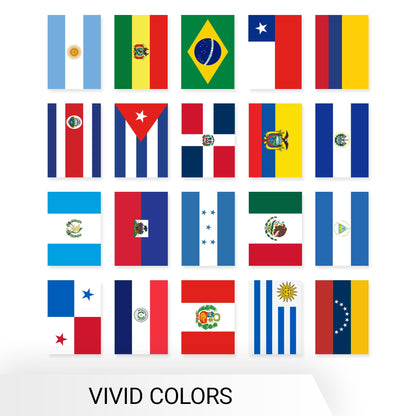 G128 Latin America 20 Countries  Bunting Banner | Flag 12 x 18 Inch, Full String 30 Feet | Printed 150D Polyester, Decorations For Bar, School, Festival Events Celebration