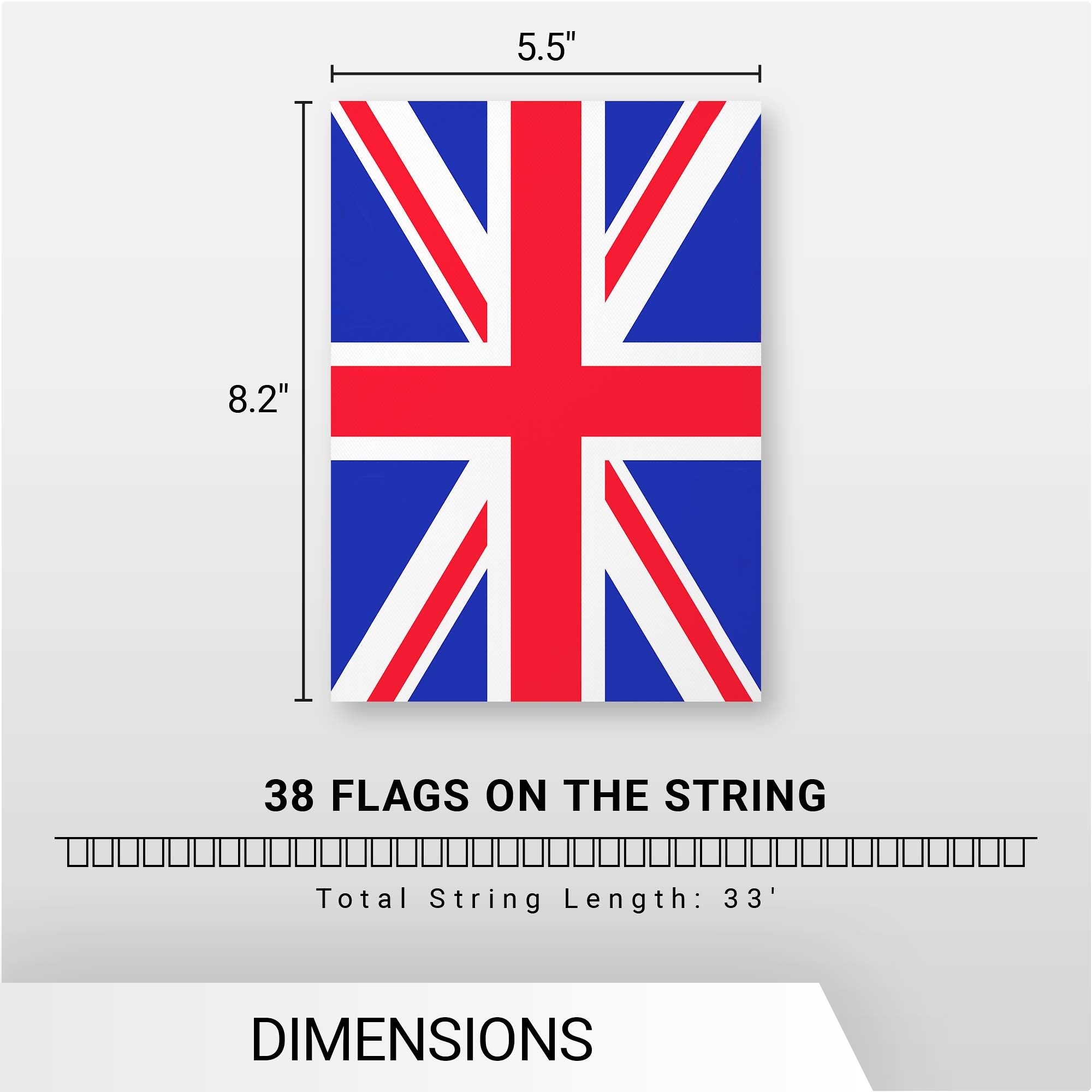 G128 United Kingdom UK Bunting Banner | Flag 8.2 x 5.5 Inch, Full String 33 Feet | Printed 150D Polyester, Decorations For Bar, School, Festival Events Celebration