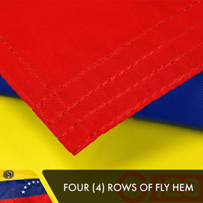 G128 Venezuela 7 Stars Venezuelan Flag | 4x6 Ft | Double ToughWeave Series Double Sided Embroidered 210D Poly | Country Flag, Embroidered Design, Indoor/Outdoor, Brass Grommets, Heavy Duty, 2-ply