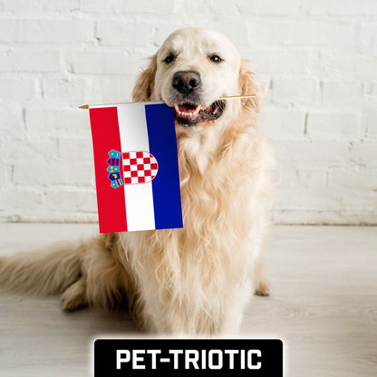 G128 30 Pack Handheld Croatia Croatian Stick Flags | 12x18 In | Printed 150D Polyester, Country Flag, Solid Wooden Stick, Spear Gold Tip