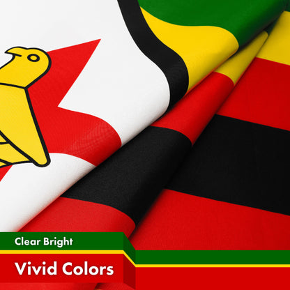 G128 Zimbabwe Zimbabwean Flag | 3x5 Ft | LiteWeave Pro Series Printed 150D Polyester | Country Flag, Indoor/Outdoor, Vibrant Colors, Brass Grommets, Thicker and More Durable Than 100D 75D Polyester